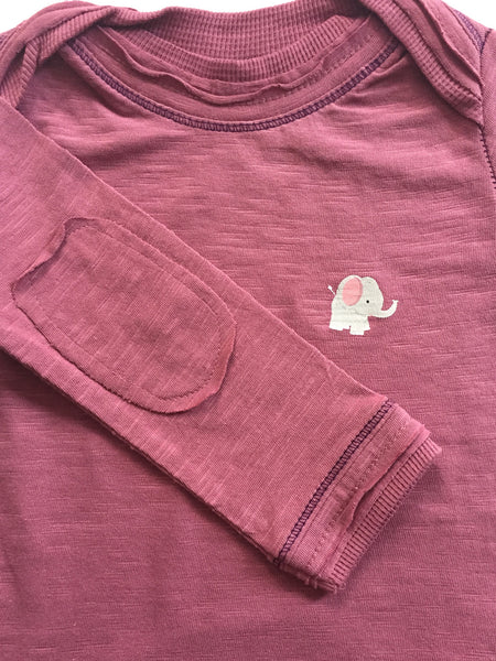 Elephant Slub Onesie - Pink