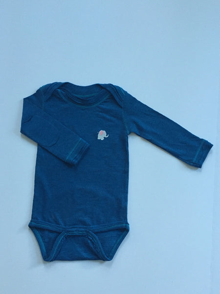 Elephant Slub Onesie - Blue
